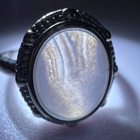 Blue Lace Agate Ring Size 7 Adjustable - Picture 7 of 13